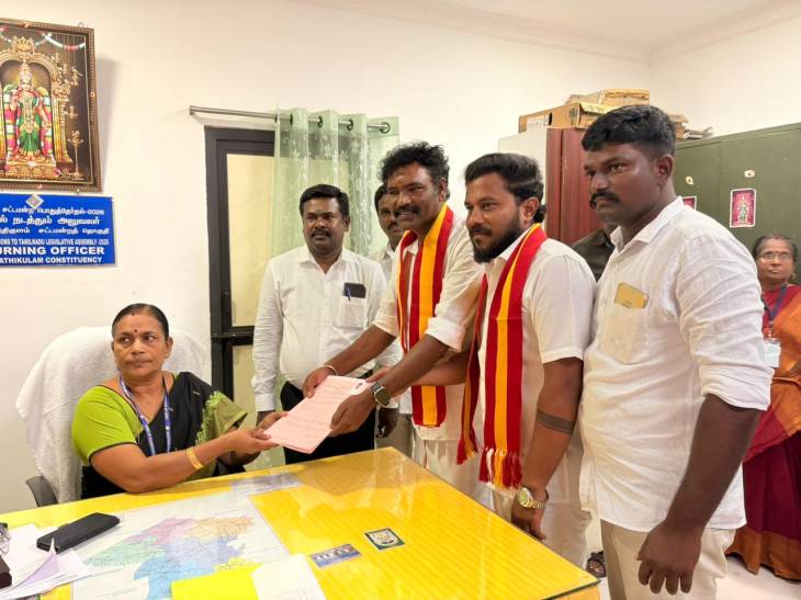 வேட்புமனு தாக்கல் செய்தார் தவெக வேட்பாளர் பொன்.காசிராம்!